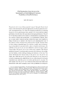 A Re-Examination of Port De Voix in the Seventeenth and Early Eighteenth Centuries: Possibilities in Vocal Performance