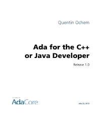 Ada for the C++ Or Java Developer