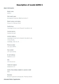 Description of Model ADMS 5
