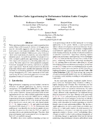 Effective Cache Apportioning for Performance Isolation Under