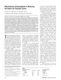 Effectiveness of Houseplants in Reducing the Indoor Air Pollutant