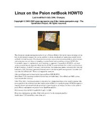Linux on the Psion Netbook HOWTO Last Modiﬁed 9 July 2006