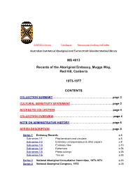 MS 4013 Records of the Aboriginal Embassy, Mugga Way, Red Hill