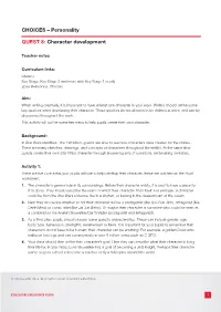 QUEST 8: Character Development CHOICES – Personality