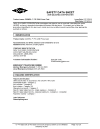 Safety Data Sheet Dow Silicones Corporation