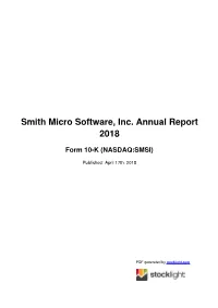 Smith Micro Software, Inc. Annual Report 2018