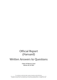 Written Answers to Questions