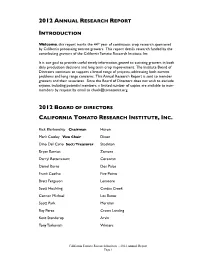 2012 Annual Research Report Introduction