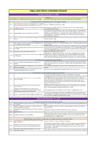 Imbioc2020 Schedule VIRTUAL
