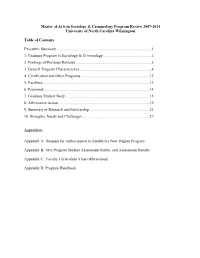 Master of Arts in Sociology & Criminology Program Review 2007