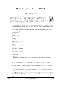 Modified Register for Richard DRIVER