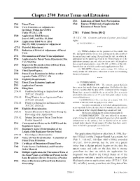 MPEP Chapter 2700 Patent Terms and Extensions