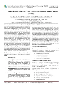Performance Evaluation of Pavement Roughness- a Case Study