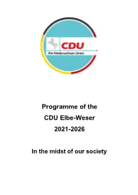 Programme of the CDU Elbe-Weser 2021-2026