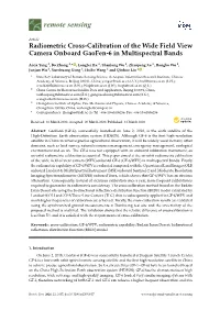Radiometric Cross-Calibration of the Wide Field View Camera Onboard Gaofen-6 in Multispectral Bands