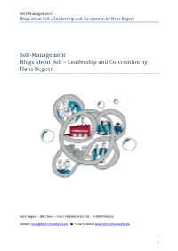 Self-Management Blogs About Self – Leadership and Co-Creation by Hans Begeer