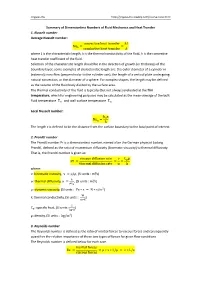 Summary of Dimensionless Numbers of Fluid Mechanics and Heat Transfer 1. Nusselt Number Average Nusselt Number: Nul = Convective