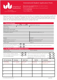 University of Bedfordshire Application Form