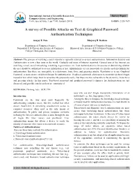 A Survey of Possible Attacks on Text & Graphical Password Authentication