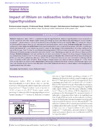 Impact of Lithium on Radioactive Iodine Therapy for Hyperthyroidism