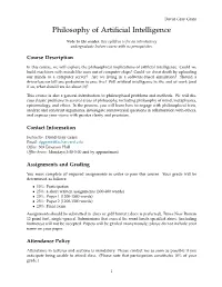 Philosophy of Artificial Intelligence