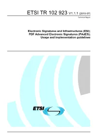 TR 102 923 V1.1.1 (2010-07) Technical Report