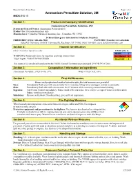 Ammonium Persulfate Solution, 2M MSDS # 56.10