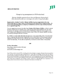 Change in Top Management at JTI Switzerland