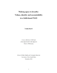 Making Space to Breathe: Values, Identity and Accountability in a Faith-Based NGO