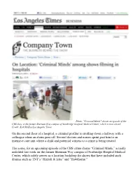 On the Second Floor of a Hospital, a Criminal Profiler Is Strolling Down a Hallway with a Colleague When an Alarm Goes Off