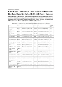 RNA-Based Detection of Gene Fusions in Formalin- Fixed And