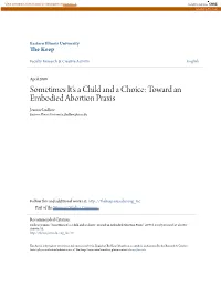Sometimes It's a Child and a Choice: Toward an Embodied Abortion Praxis