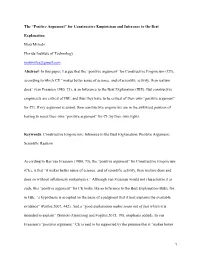 The “Positive Argument” for Constructive Empiricism and Inference to the Best Explanation Moti Mizrahi Florida Institute Of