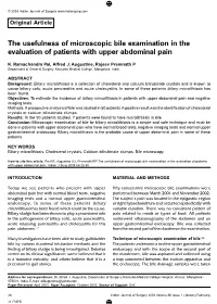 The Usefulness of Microscopic Bile Examination in the Evaluation of Patients with Upper Abdominal Pain
