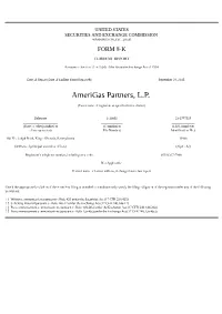 Amerigas Partners, L.P. ______(Exact Name of Registrant As Specified in Its Charter)