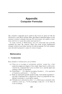 Appendix Computer Formulas ▼