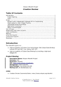 Creation Review Table of Contents Introduction