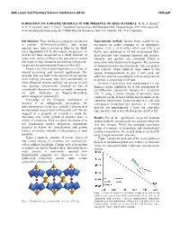 Formation of Jarosite Minerals in the Presence of Seed Material H