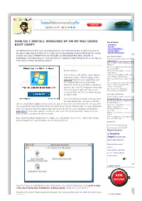 How Do I Install Windows XP on My Mac Using Boot Camp?