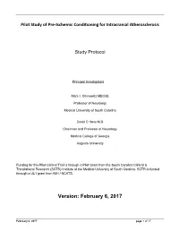 Pilot Study of Pre-Ischemic Conditioning for Intracranial Atherosclerosis