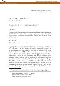 Realization Song of Mahasiddha Nāropa1