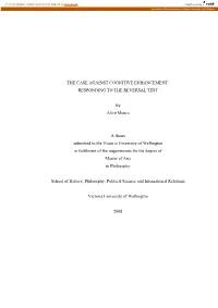 The Case Against Cognitive Enhancement: Responding to the Reversal Test