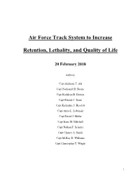 Air Force Track System to Increase Retention, Lethality, and Quality Of