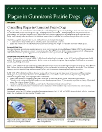Controlling Plague in Gunnison's Prairie Dogs