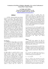 Evaluation of the Effect of Relative Humidity of Air on the Coefficients of Critical Flow Venturi Nozzles