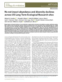No Net Insect Abundance and Diversity Declines Across US Long Term Ecological Research Sites