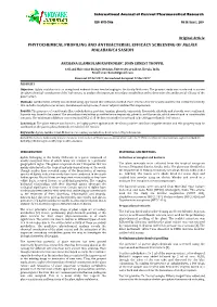 Phytochemical Profiling and Antibacterial Efficacy Screening of Aglaia Malabarica Sasidh