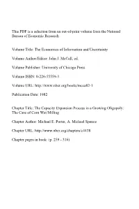 The Capacity Expansion Process in a Growing Oligopoly: the Case of Corn Wet Milling