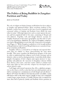 The Politics of Being Buddhist in Zangskar: Partition and Today