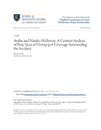 Aruba and Natalee Holloway: a Content Analysis of Four Years of Newspaper Coverage Surrounding the Incident